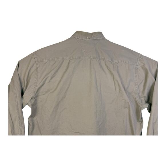 Tommy Hilfiger Shirt Mens Medium Khaki Button Down Oxford Crest Streetwear Y2K - Picture 6 of 15